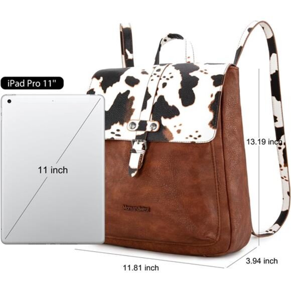 Womens Medium Backpack Convertible Brown Cow main image 6
